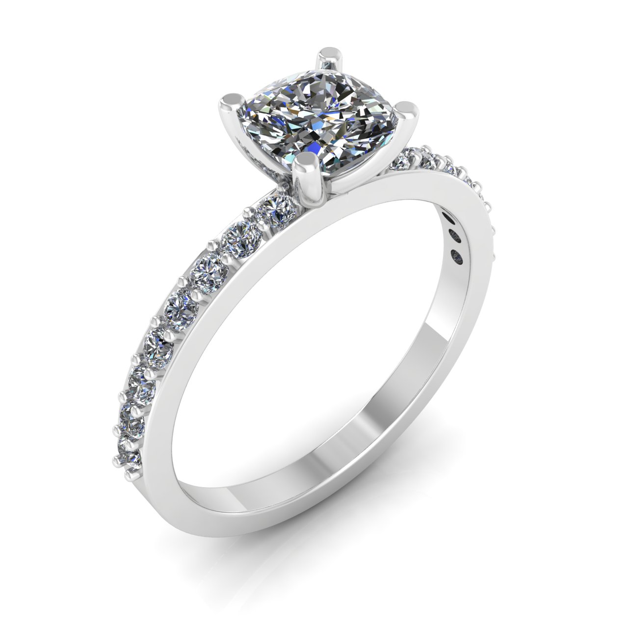 ACCENTED CLASSIC 1 ROW  5.50mm x 5.50mm CUSHION ENGAGEMENT RING